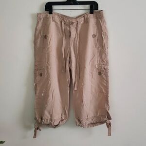 Charlotte russe khaki Capri cargo pants drawstring waist & legs, distres…